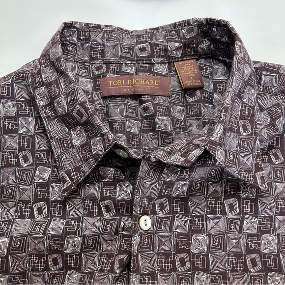 Mens TORI RICHARD Aloha Brown Geo. Hawaii Button-Up Shirt Cotton
Lawn Sz L - Picture 6 of 8